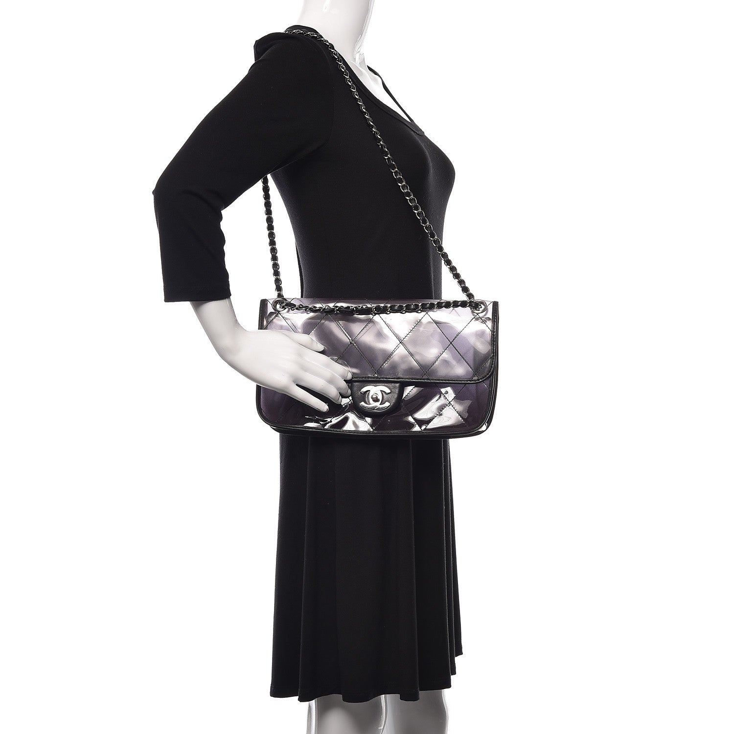 Chanel Vinyl Quilted Degrade Jumbo Single Flap Black 2 of 14