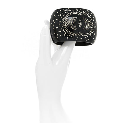 Chanel Resin Strass CC Cuff Bracelet Black 2 of 4