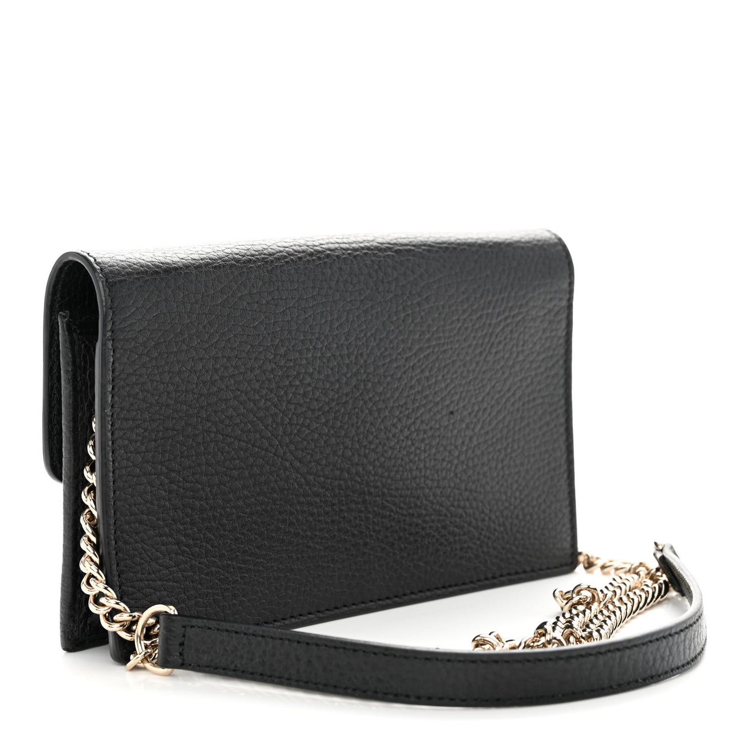Dollar Calfskin Interlocking G Chain Wallet Black