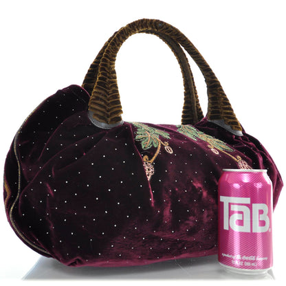 Fendi Velvet Embroidered Squirrel Spy Bordeaux 3 of 13