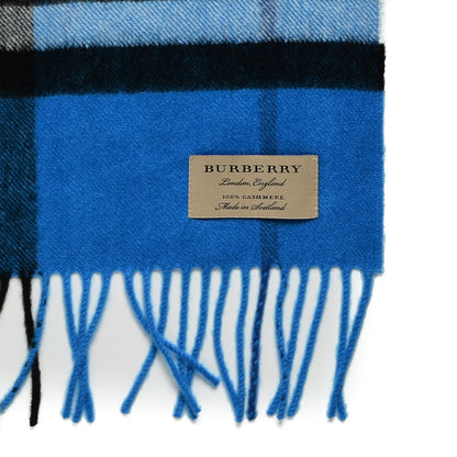 Burberry Cashmere Giant Check Fringe Scarf Bright Cornflower Blue 3 of 4