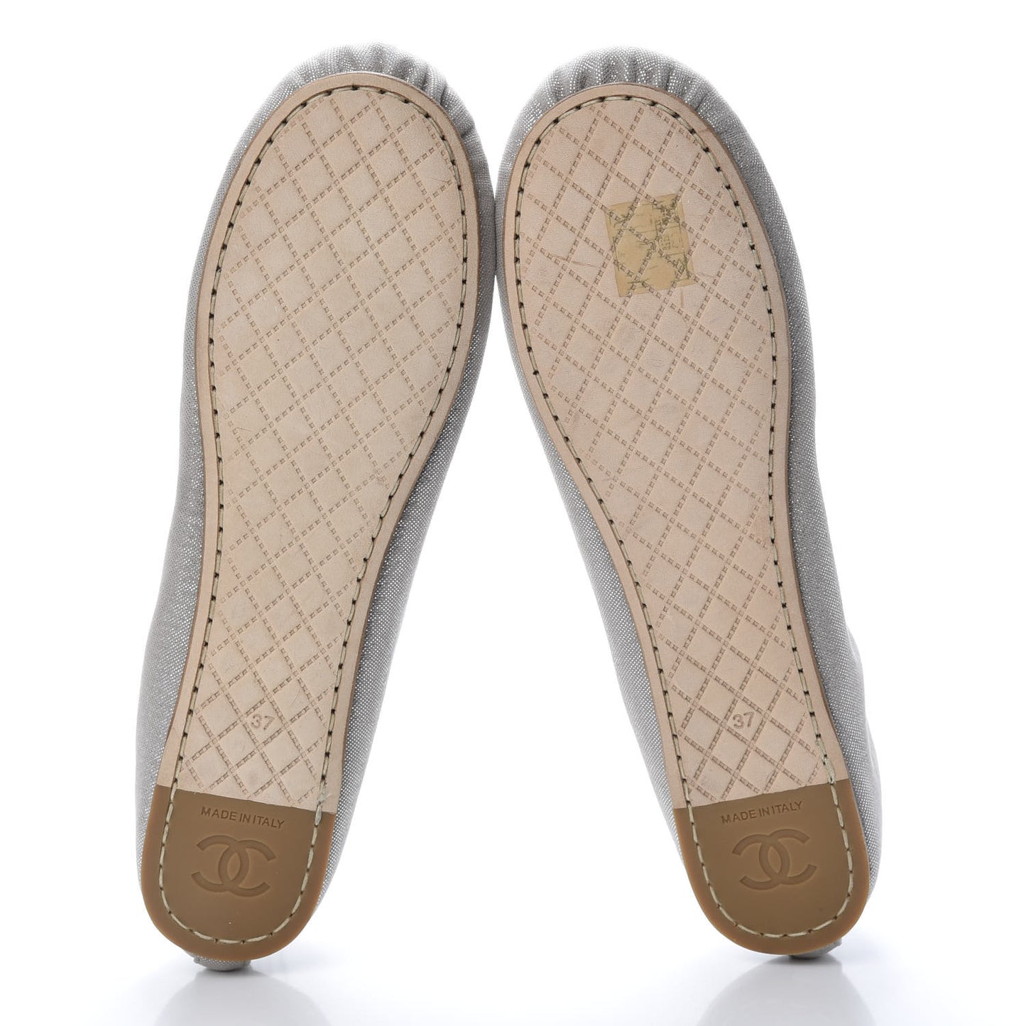 Metallic Fabric CC Elastic Ballerina Flats 37 Silver