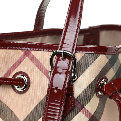 Burberry Supernova Check Drawstring Tote Berry Red 18 of 27