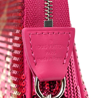 Louis Vuitton Satin Sequin Monogram Giant Pochette Accessories Fuchsia 6 of 8