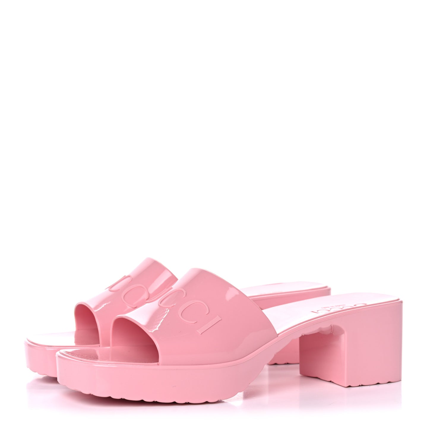 Rubber Gucci Logo Womens Platform 20/60mm Slide Sandals 36 Wild Rose