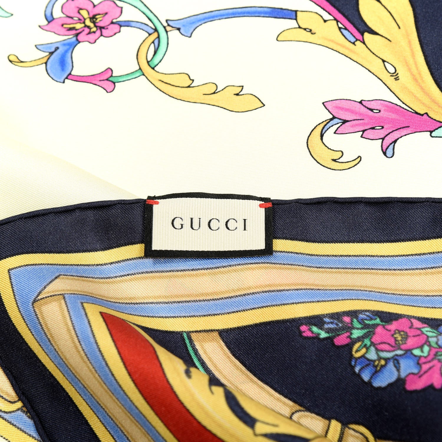 Gucci Silk Mirror Heritage Square Scarf Midnight Blue 4 of 4