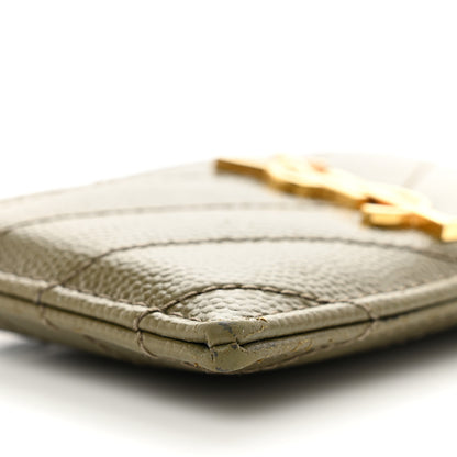 Saint Laurent Grain De Poudre Matelasse Chevron Monogram Credit Card Case Vert Kaki 7 of 7