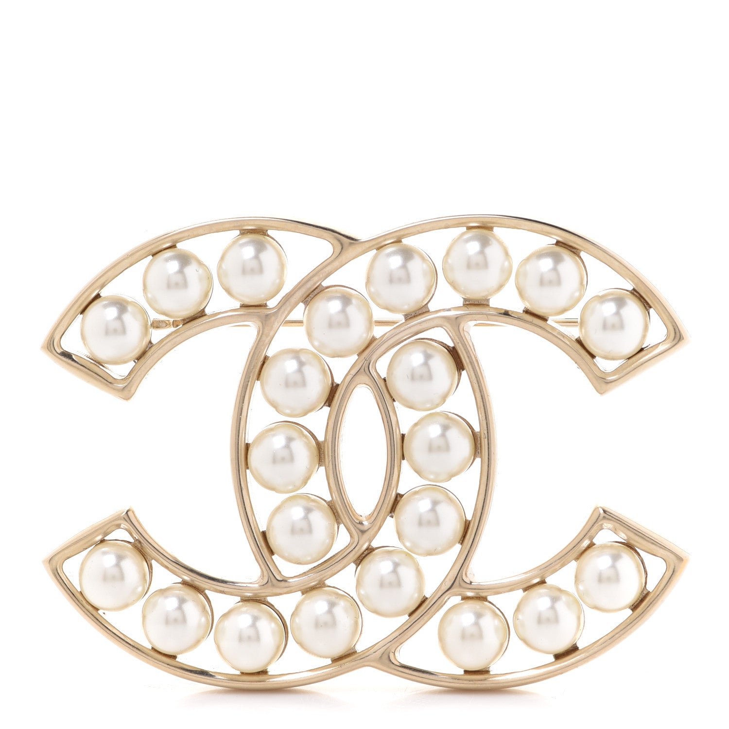 Chanel Pearl CC Brooch Light Gold 1 of 5