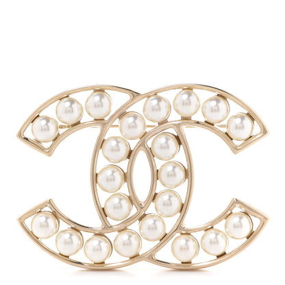 Chanel Pearl CC Brooch Light Gold 1 of 5