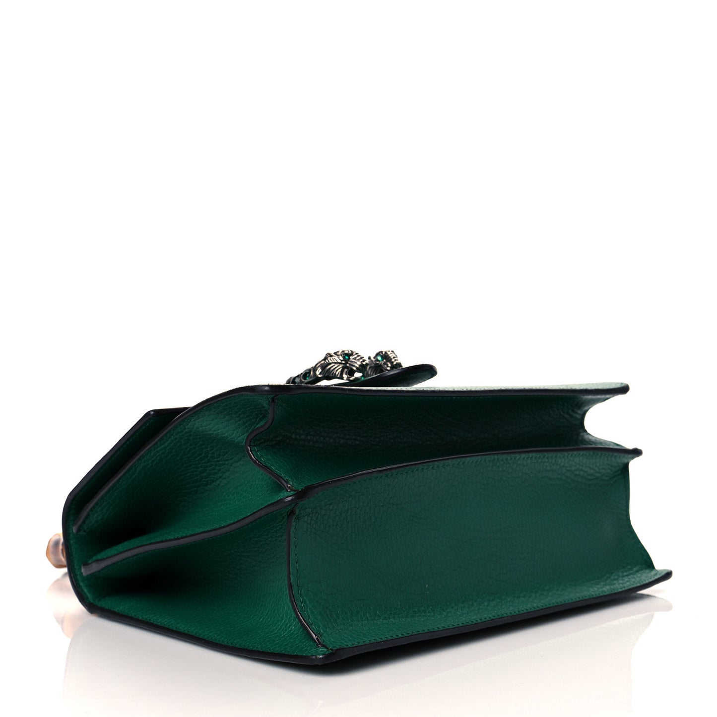 Dollar Calfskin Crystal Web Medium Dionysus Bamboo Top Handle Bag Emerald