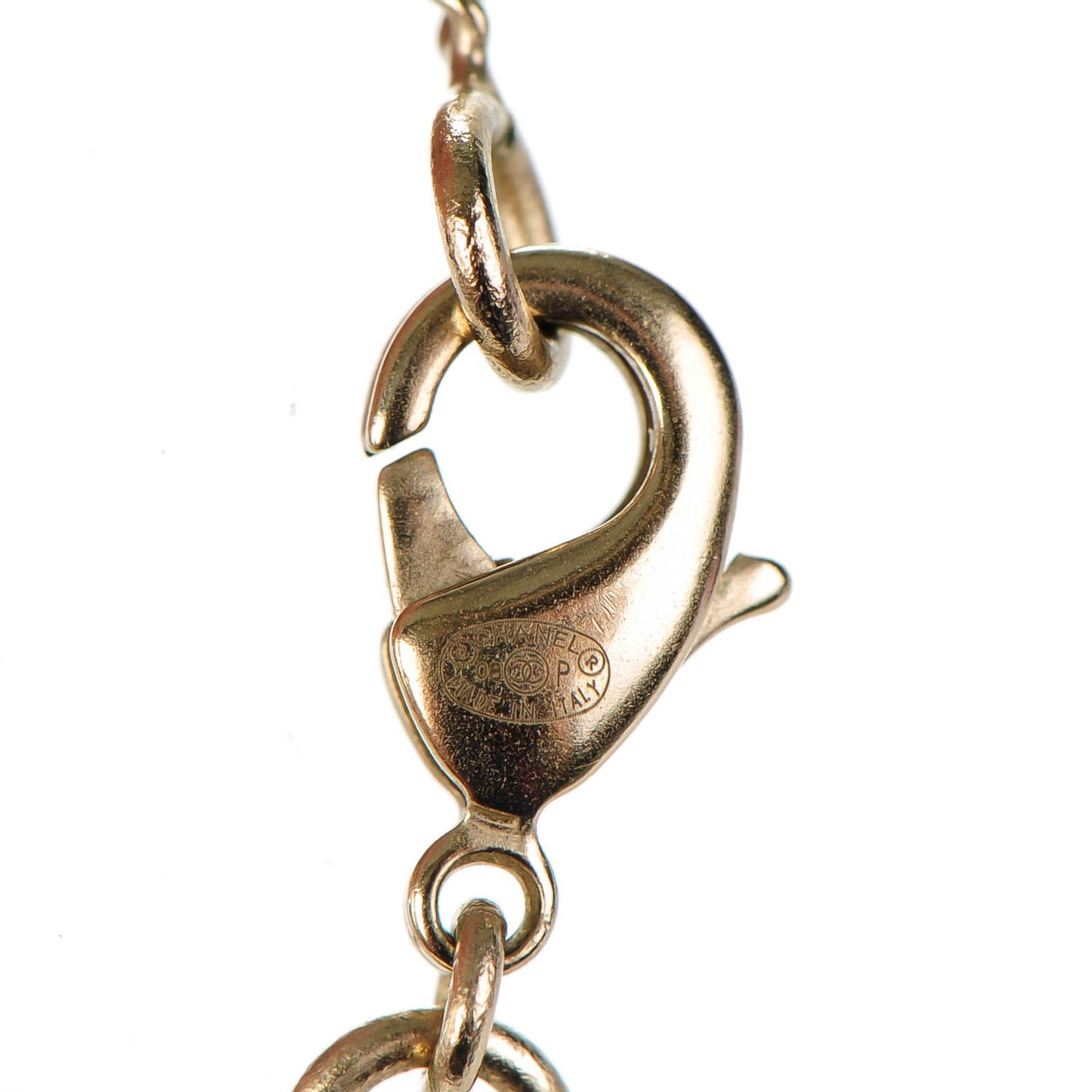 Crystal Heart CC Charm Necklace Gold
