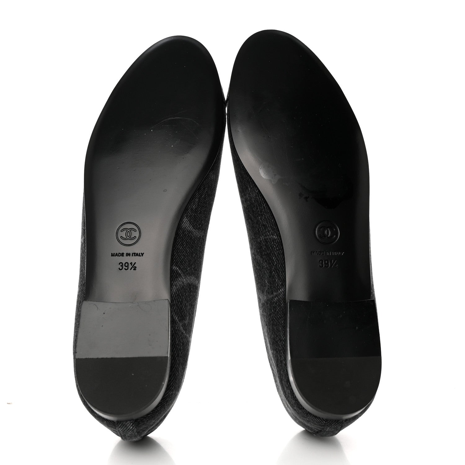 Chanel Denim Printed Cap Toe Ballerina Flats 39.5 Black 5 of 9
