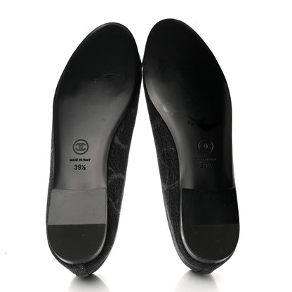 Chanel Denim Printed Cap Toe Ballerina Flats 39.5 Black 5 of 9
