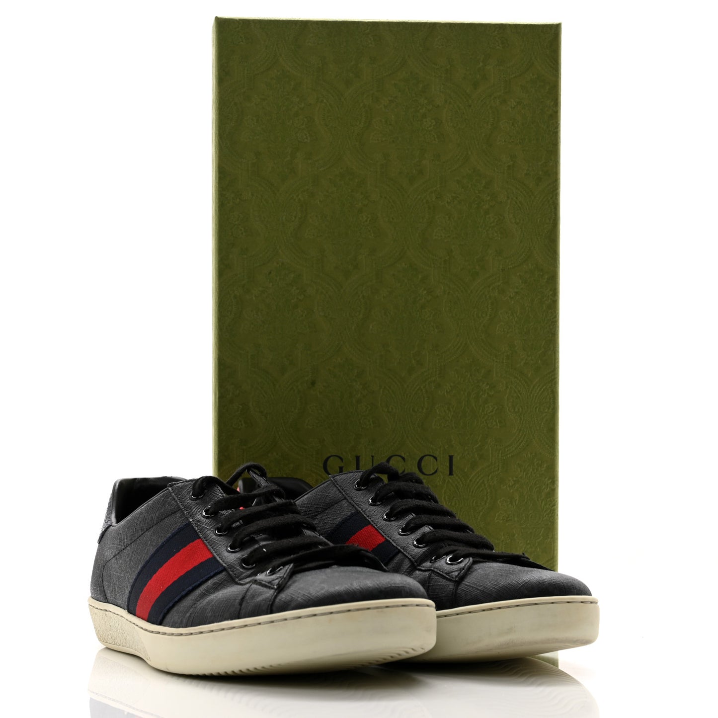 GG Supreme Monogram Ayers Web Mens New Ace Sneakers 9.5 Black