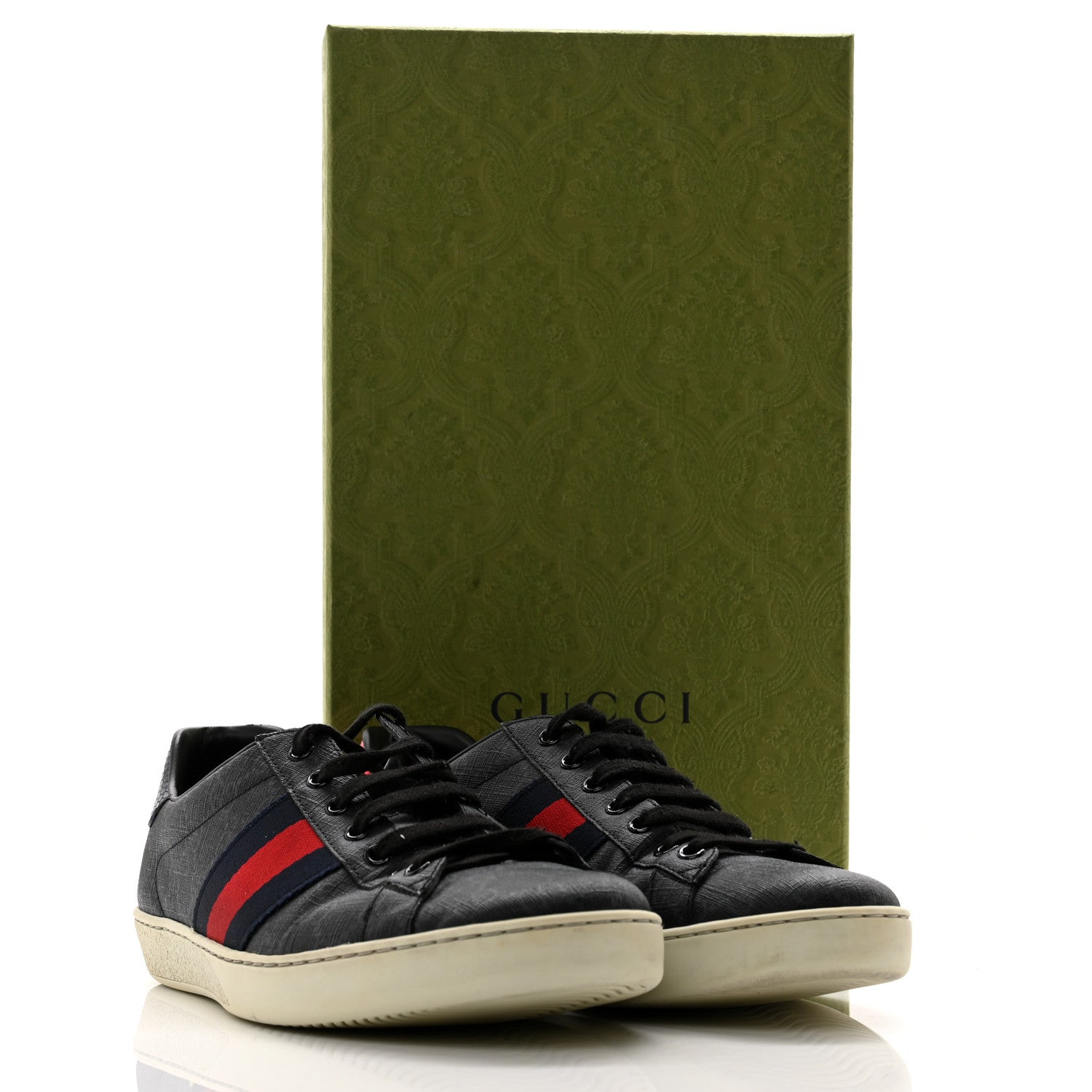 Gucci GG Supreme Monogram Ayers Web Mens New Ace Sneakers 9.5 Black 9 of 9