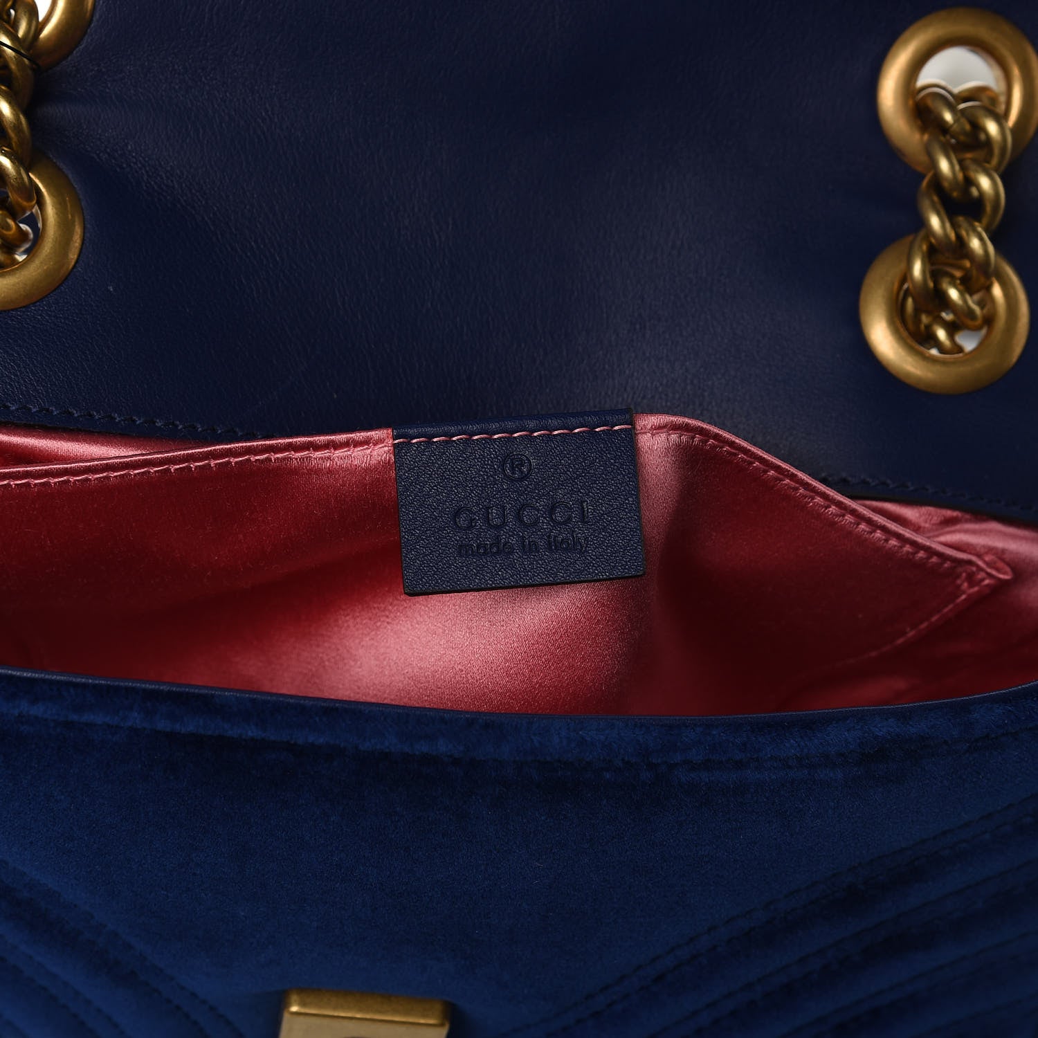 Gucci Velvet Matelasse Mini GG Marmont Shoulder Bag Cobalt Blue 8 of 10