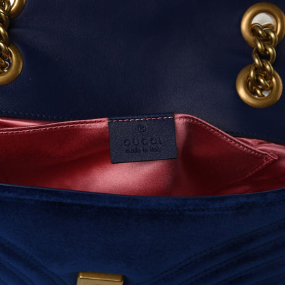 Gucci Velvet Matelasse Mini GG Marmont Shoulder Bag Cobalt Blue 8 of 10