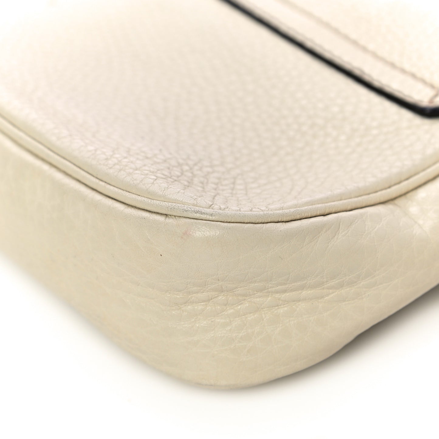 Pebbled Calfskin Small Soho Flap Crossbody Off White
