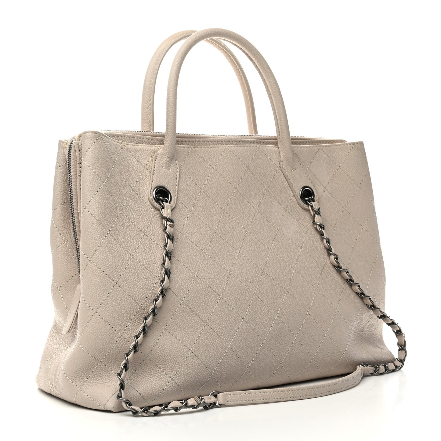 Grained Vegetal Calfskin Urban Shopping Tote Light Beige