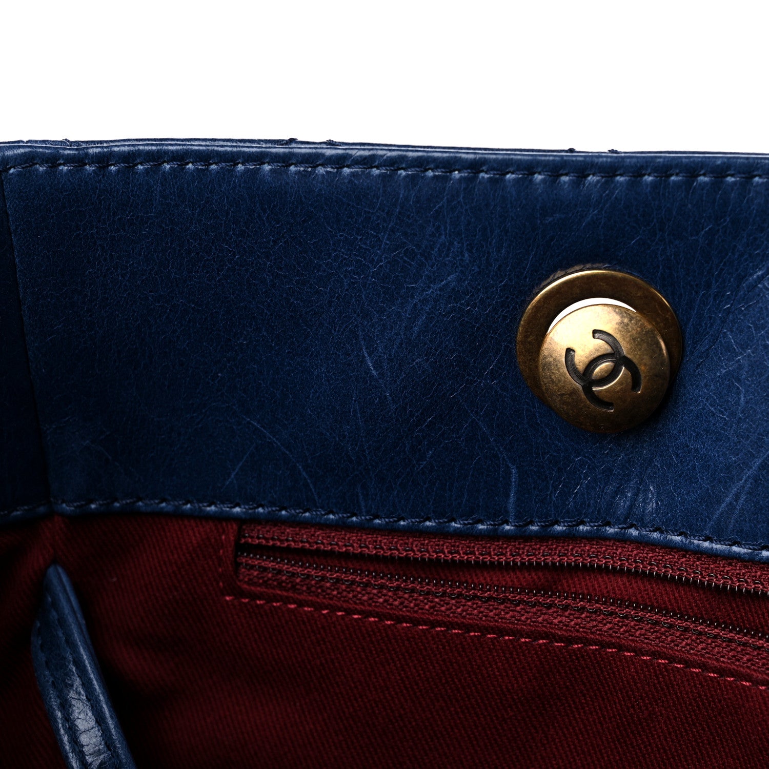 Chanel Glazed Calfskin Quilted Large Front Pocket Tote Blue 12 of 17