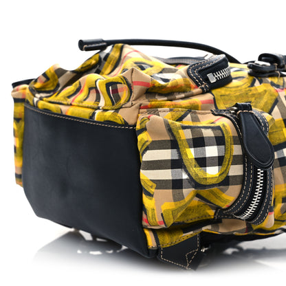 Burberry Calfskin Vintage Check Graffiti Print Small Rucksack Backpack Yellow 10 of 13