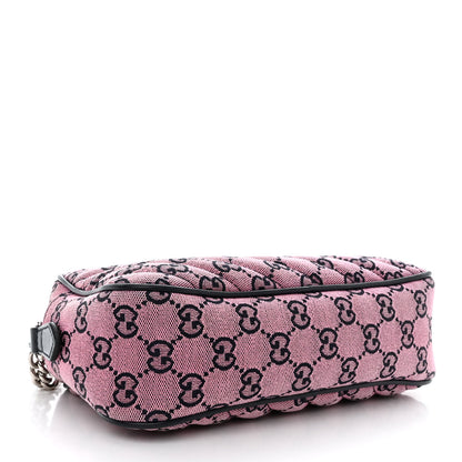 Gucci Monogram Multicolor Matelasse Diagonal Small GG Marmont Chain Shoulder Bag Pink Blue 4 of 12