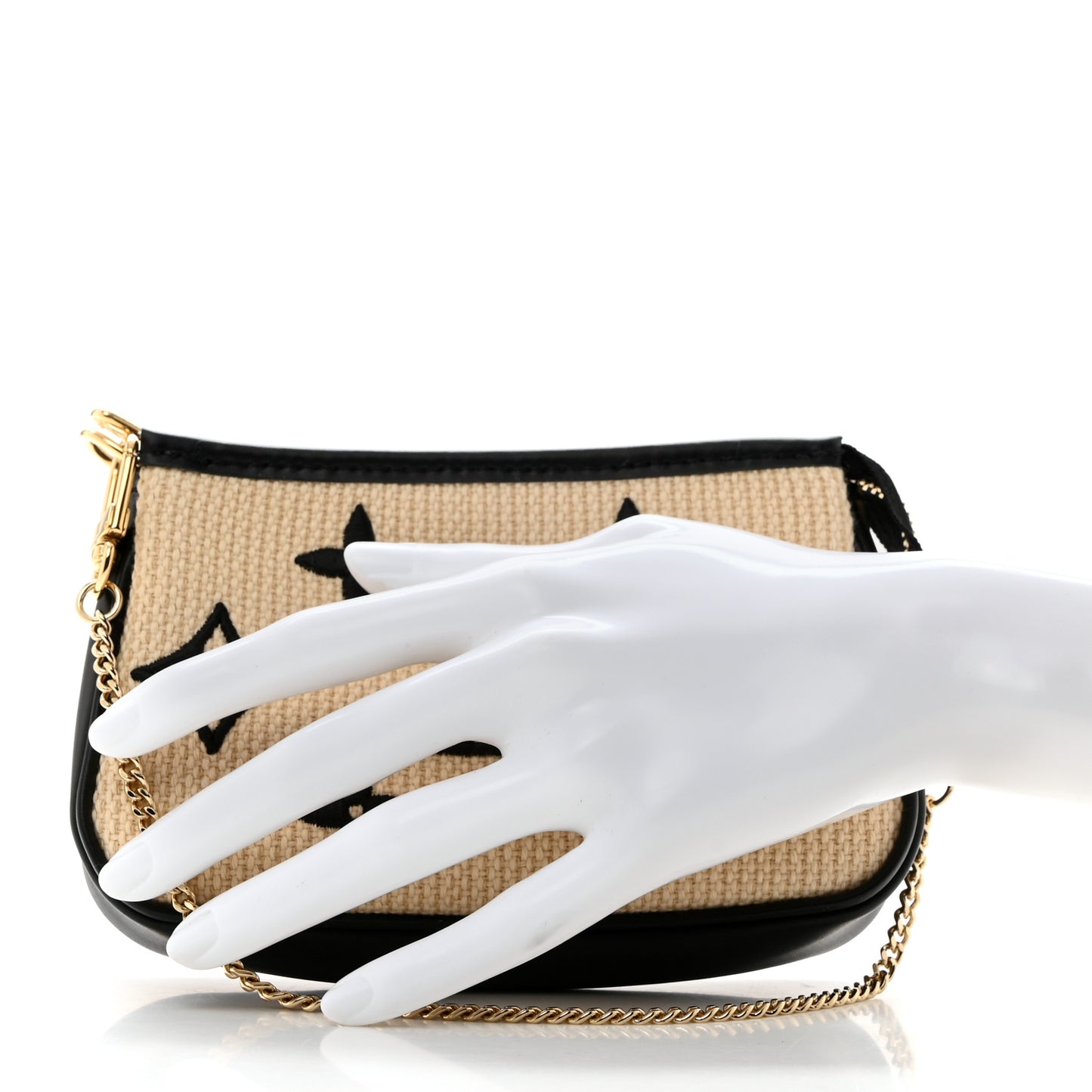 Cotton Monogram Giant Mini Pochette Accessories Beige Black
