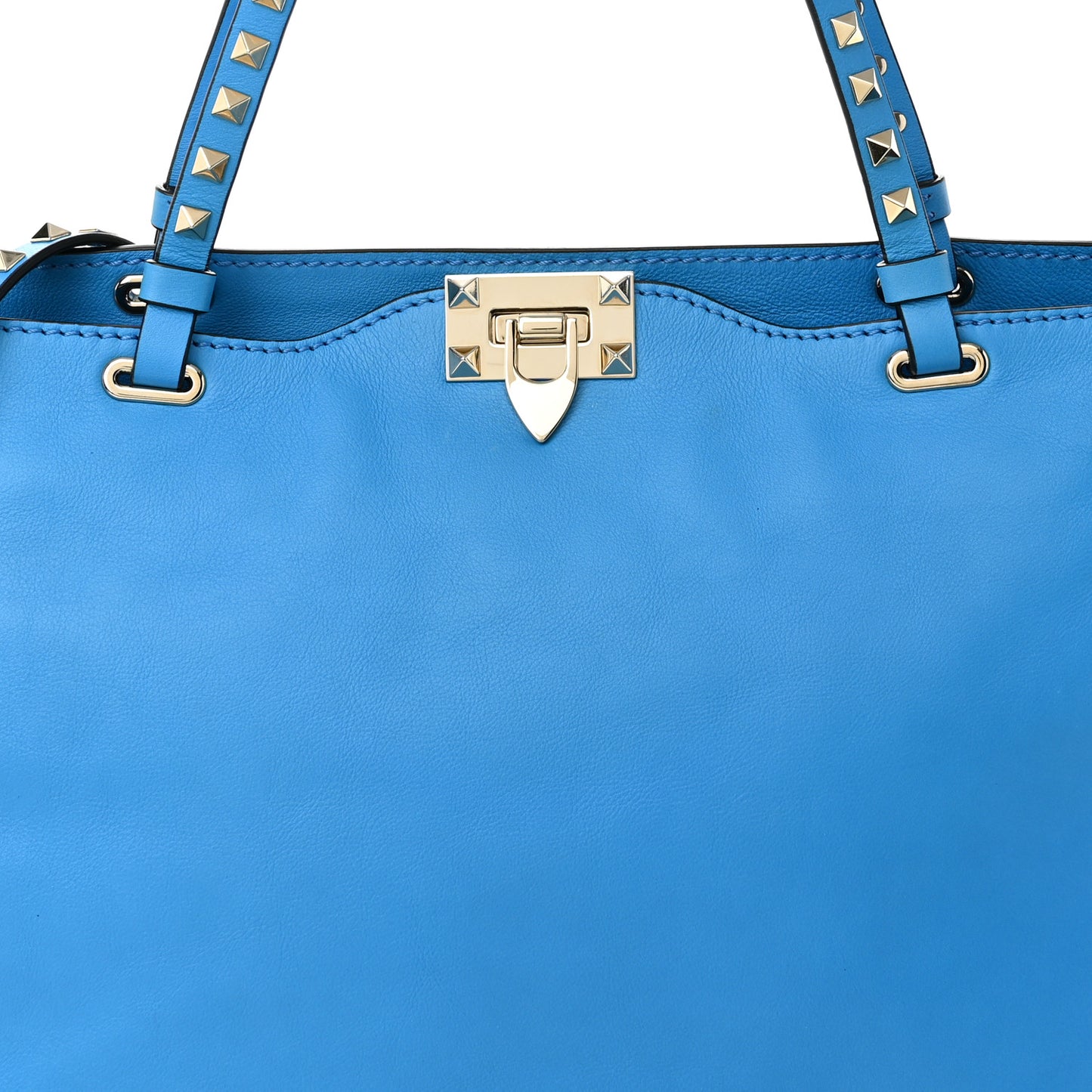 Vitello Medium Rockstud Tote Blue Fluo