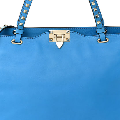 Valentino Garavani Vitello Medium Rockstud Tote Blue Fluo 7 of 9