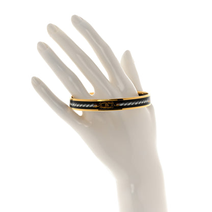 Hermes Enamel Printed Rope Chain Link Narrow Bracelet 65 Black 2 of 5
