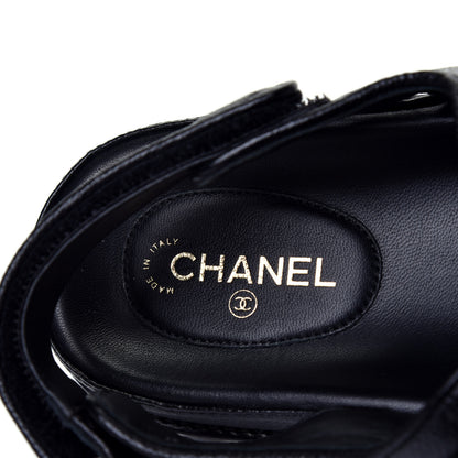 Chanel Grained Calfskin Velcro Dad Sandals 39 Black 6 of 8