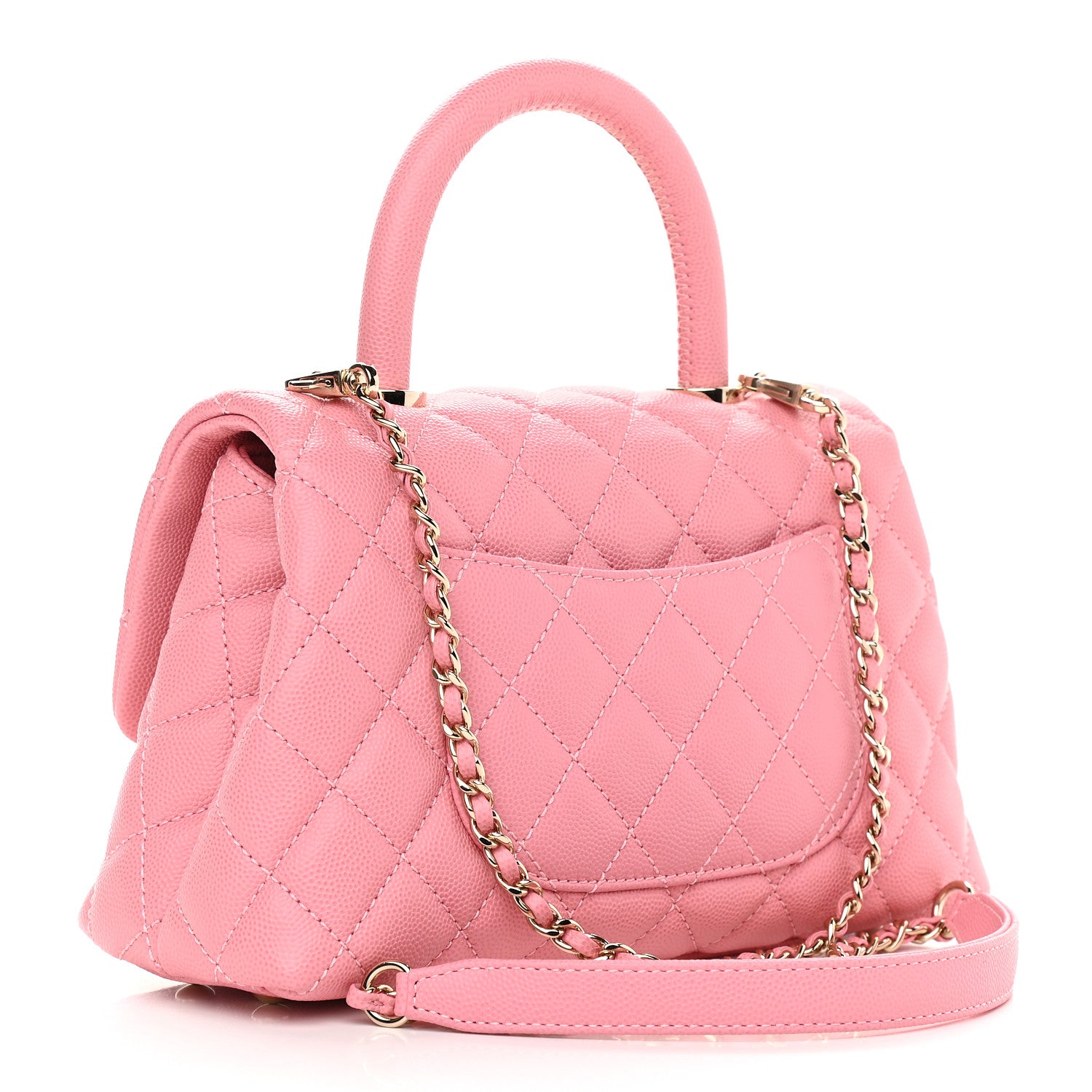 Chanel Caviar Quilted Mini Coco Handle Flap Pink 3 of 9
