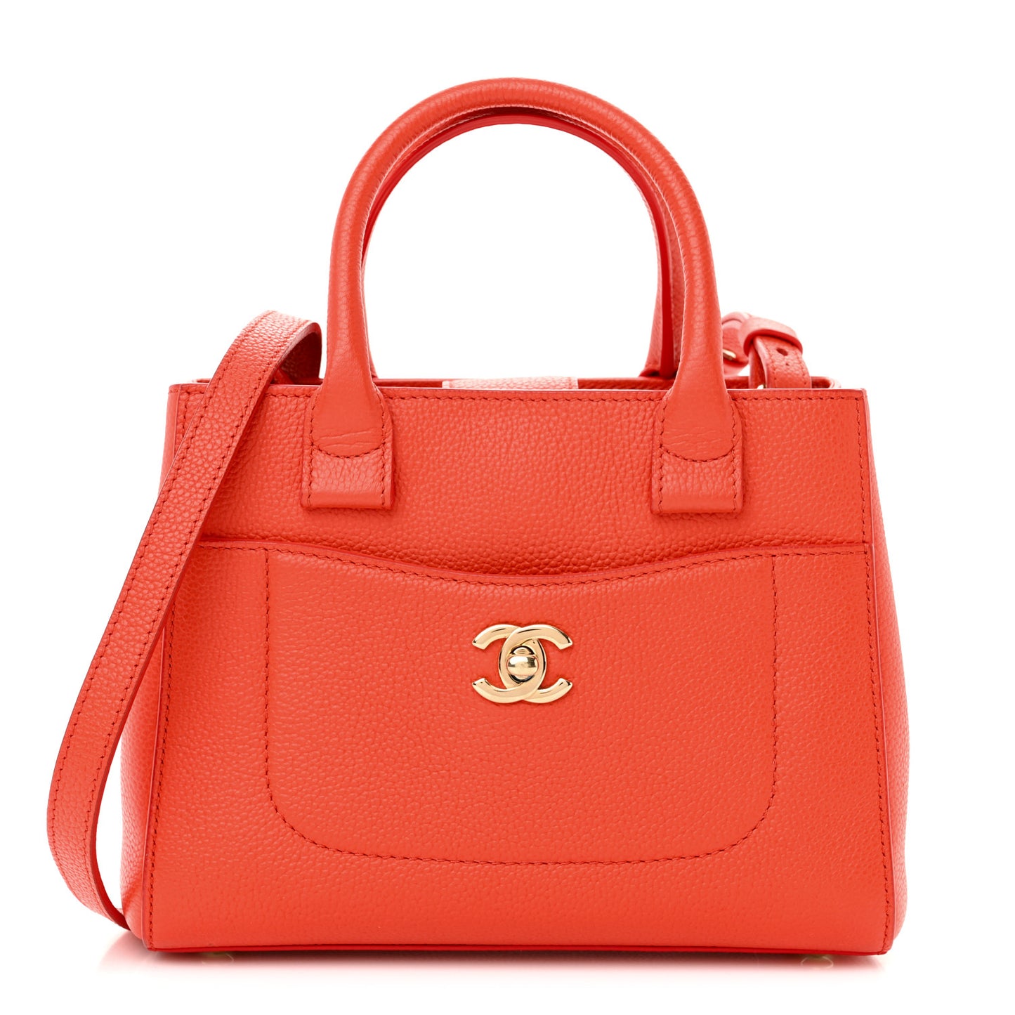 Grained Calfskin Mini Neo Executive Shopper Tote Red