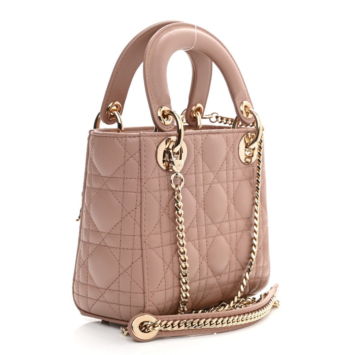 Lambskin Cannage Mini Lady Dior Rose De Vents