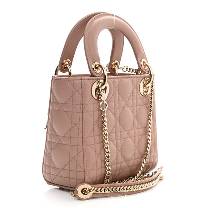 Christian Dior Lambskin Cannage Mini Lady Dior Rose De Vents 3 of 9