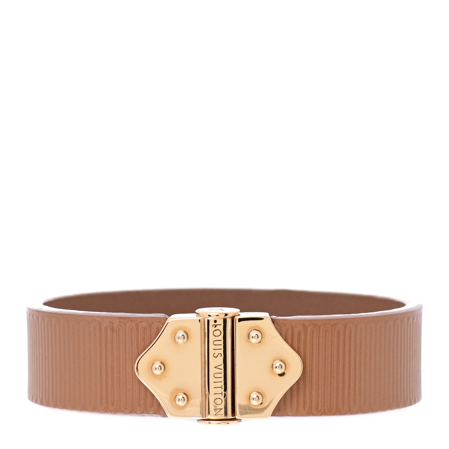 Patent Calfskin Embossed Spirit Bracelet 17 Brown