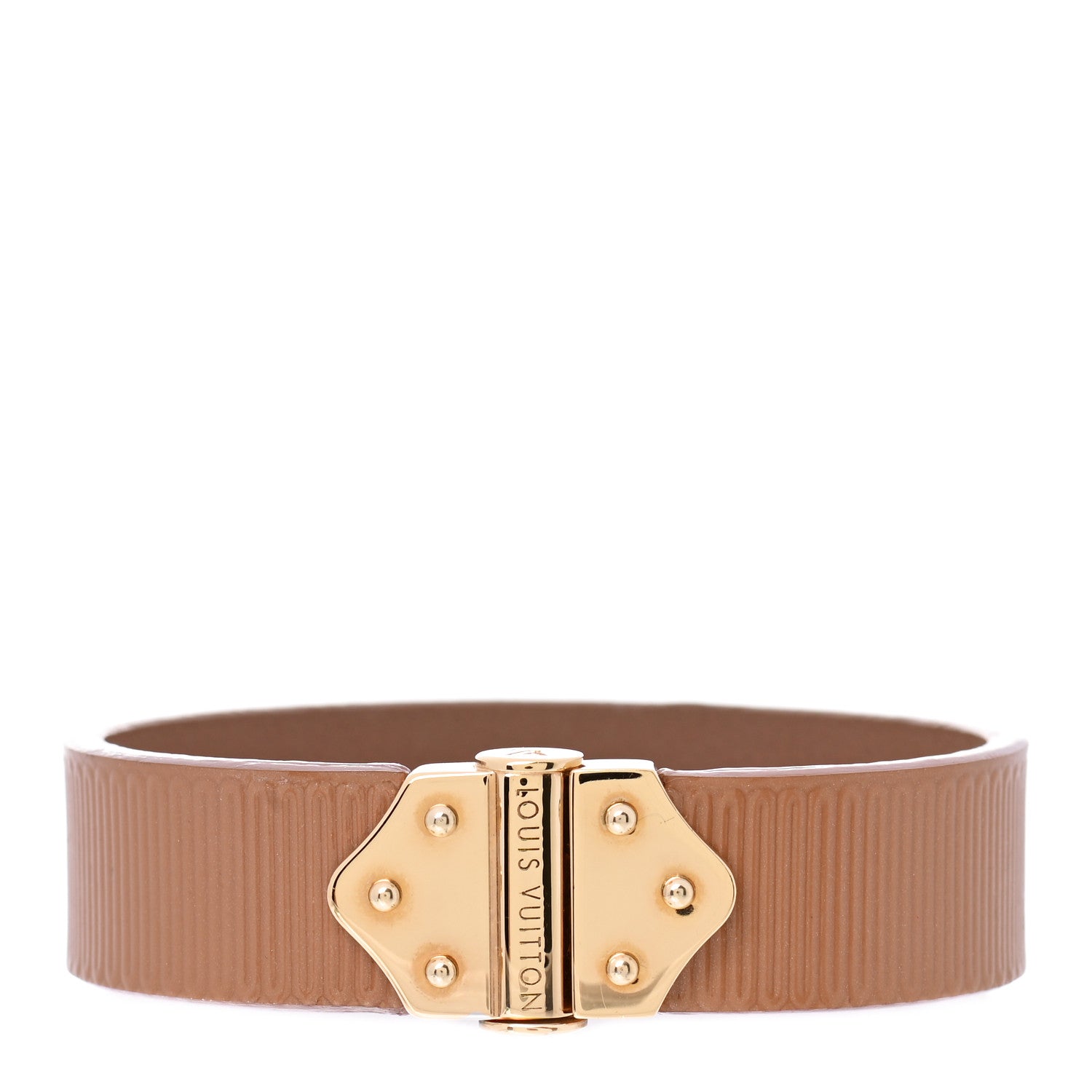 Louis Vuitton Patent Calfskin Embossed Spirit Bracelet 17 Brown 1 of 6