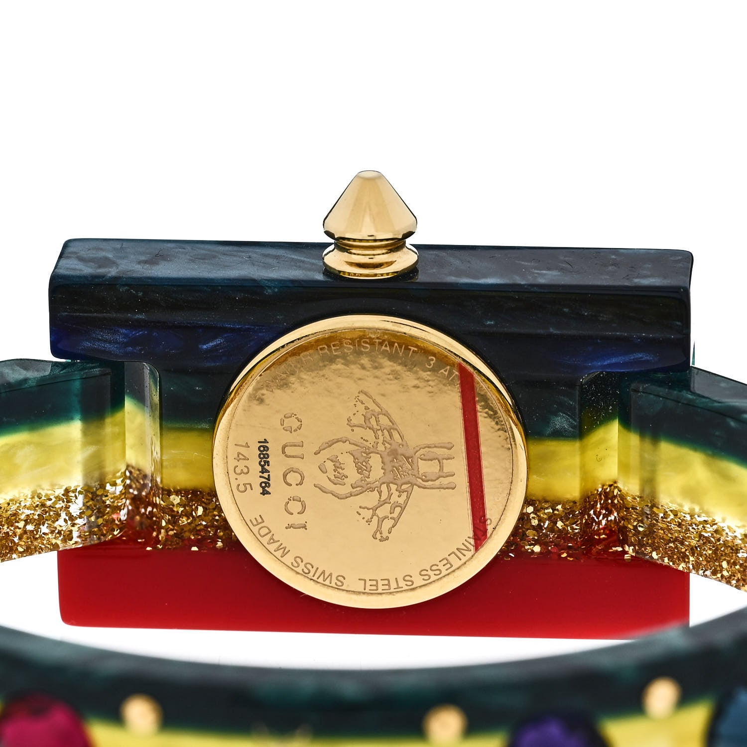 Gucci Stainless Steel Plexiglass Mother of Pearl 24mm Rainbow Quartz Watch 4 of 5