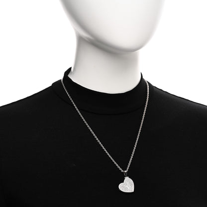 Louis Vuitton 18k White Gold Diamond Heart Locket Pendant Necklace 2 of 5