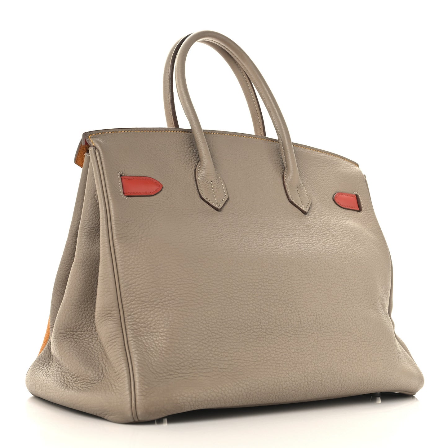 Taurillon Clemence Swift Tri-Color Birkin 35 Sanguine Gris Tourterelle Moutarde