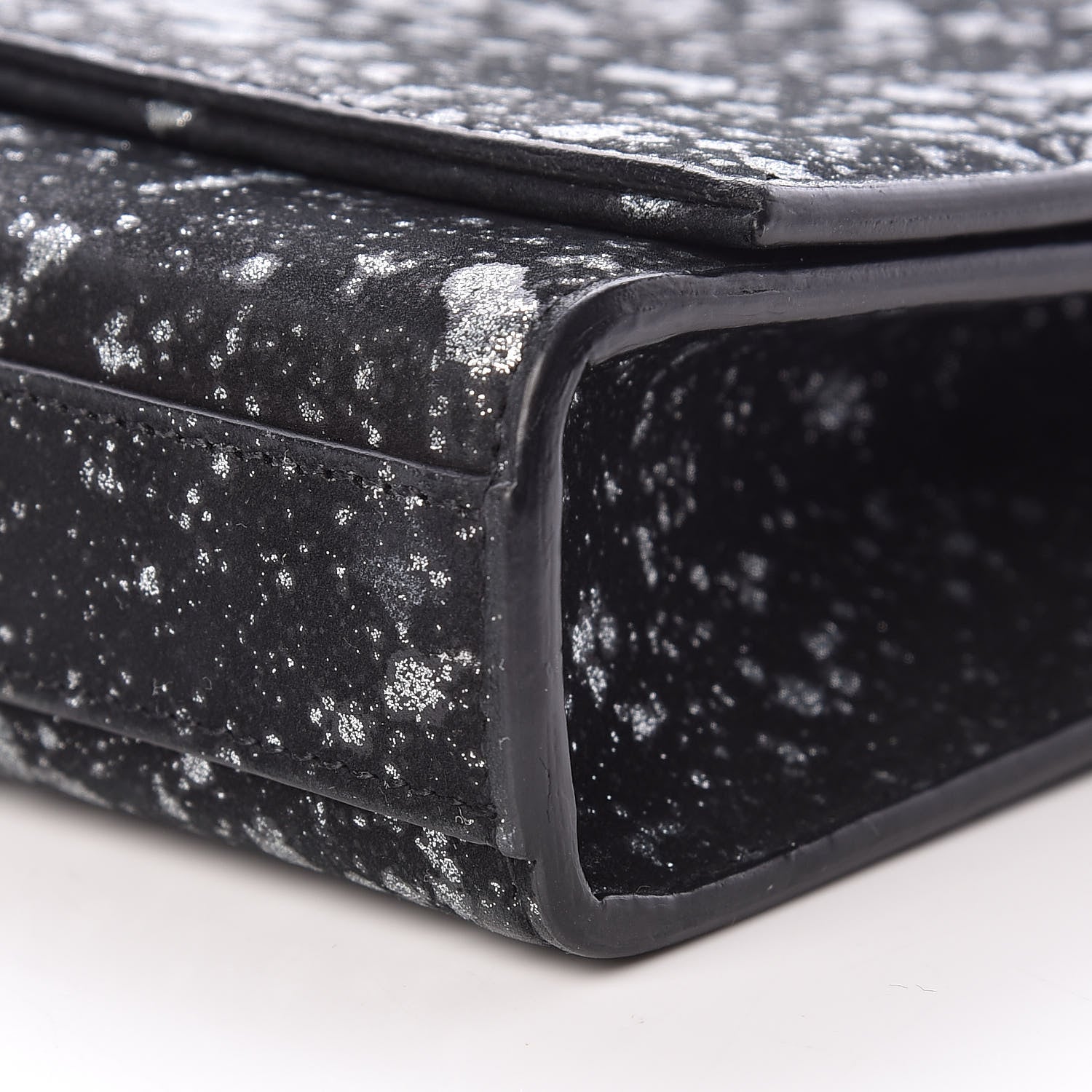 Saint Laurent Suede Glitter Classic Monogram Cassandre Tassel Clutch Black 9 of 10