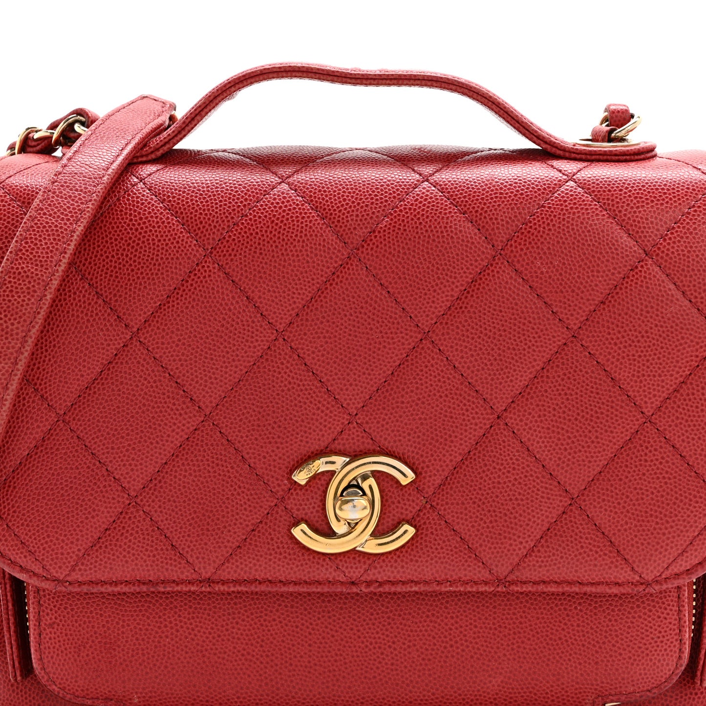 Caviar Quilted Medium Business Affinity Flap Red
