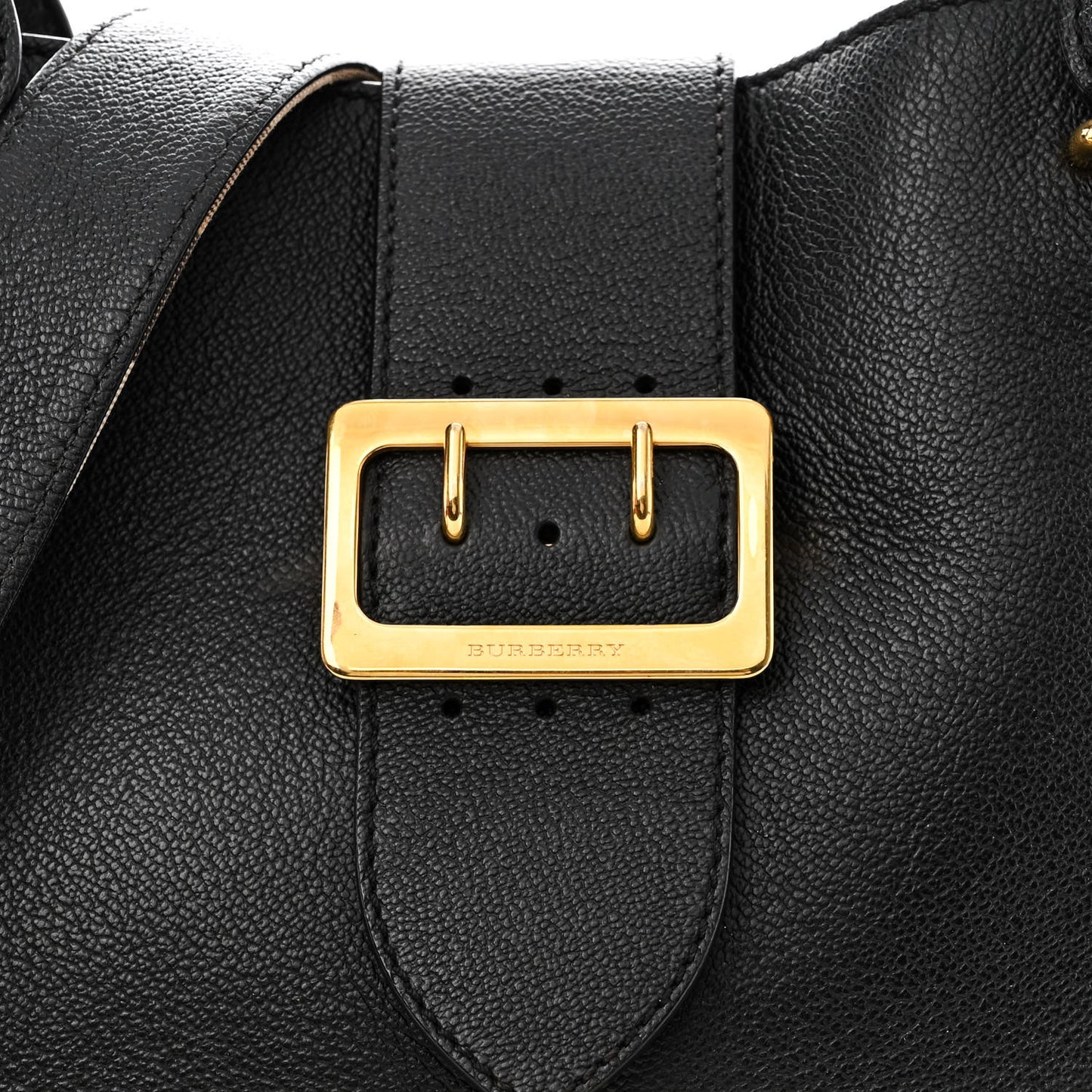 Soft Grain Calfskin Medium Buckle Tote Black