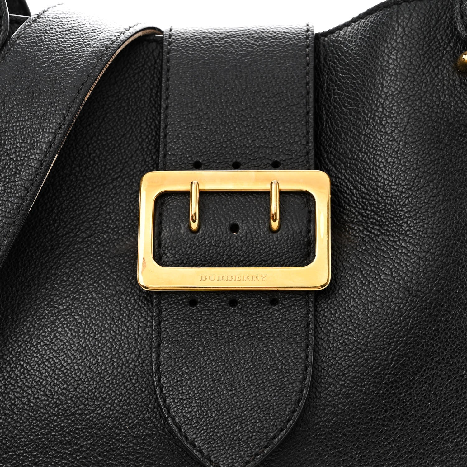 Burberry Soft Grain Calfskin Medium Buckle Tote Black 9 of 14