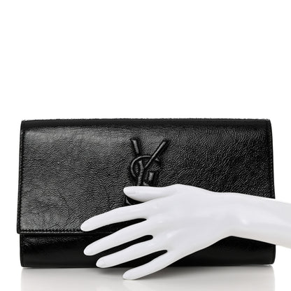 Saint Laurent Textured Patent Monogram Large Belle De Jour Clutch Black 2 of 7