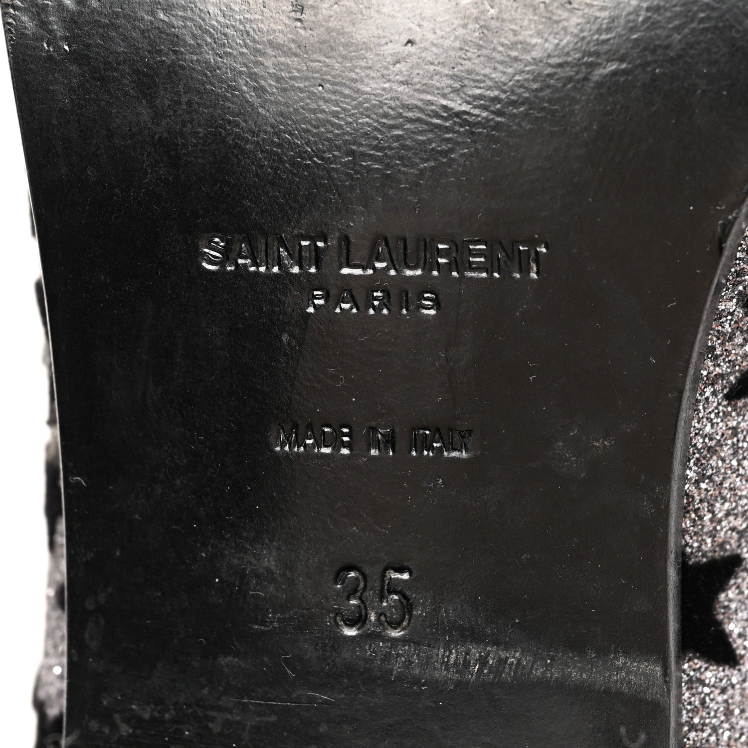 Saint Laurent Glitter Suede Calfskin Rock Chelsea Boots 35 Black 7 of 8