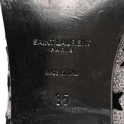 Saint Laurent Glitter Suede Calfskin Rock Chelsea Boots 35 Black 7 of 8