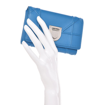 Christian Dior Lambskin Cannage Diorama Elancee Wallet Bleu Nosy 2 of 9