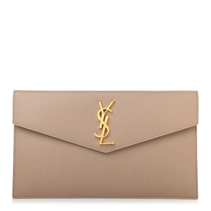 Saint Laurent Grain De Poudre Uptown Pouch Dark Beige 1 of 4