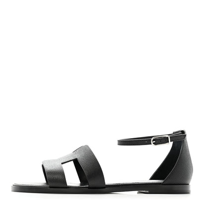 Hermes Epsom Santorini Sandals 38 Black 1 of 10